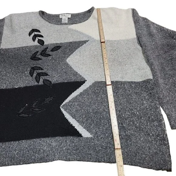Erika II Collection Womens 2X Black Gray Long Sleeve Top Sweater Angora Blend - Picture 6 of 10